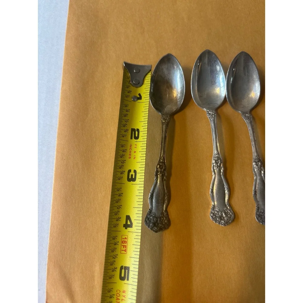 Wm. Rogers & Son Teaspoons Set of 4 Silver Silverplate Good April‎ Floral 6in